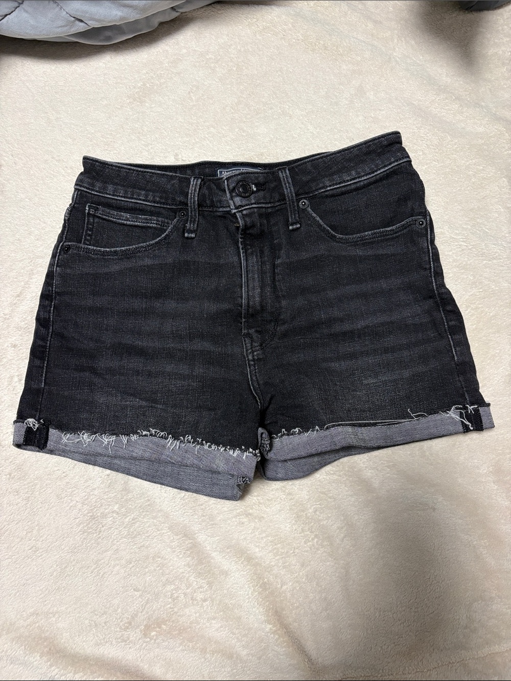 Abercrombie & Fitch Black Rolled-Hem Denim Shorts